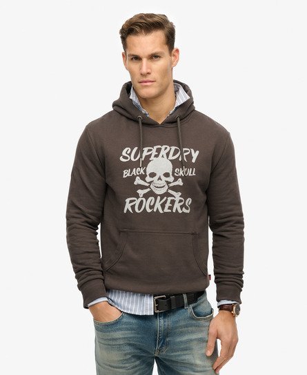 Superdry Mannen Hoodie met Zwarte Schedel Bruin