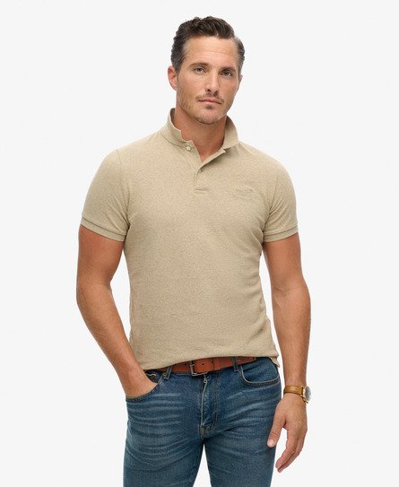 Superdry Mannen Klassiek Piqué Poloshirt Beige