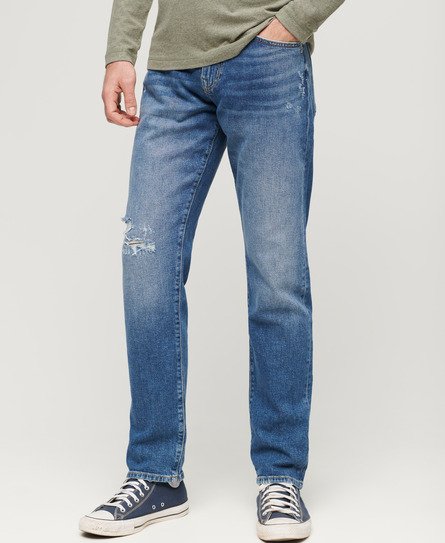 Superdry Mannen Vintage Slimfit Jeans met Rechte Pijpen Blauw