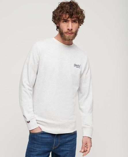 Superdry Mannen Essential Logo Sweatshirt met Ronde Hals Lichtgrijs