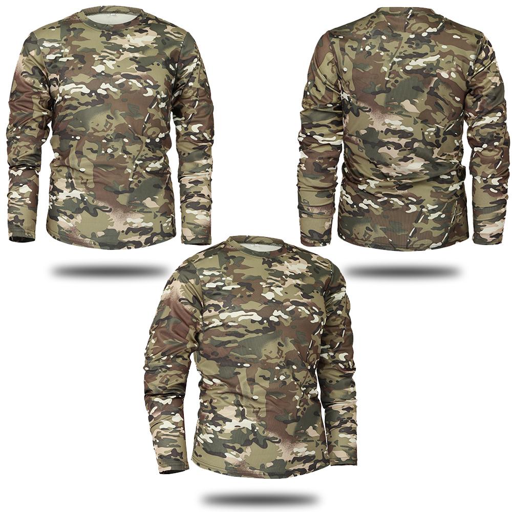 Factory Outlet Clothing Tactisch camouflage-T-shirt met lange mouwen voor heren, sneldrogend militair overhemd voor de lente en herfst, katoenachtige stof XS