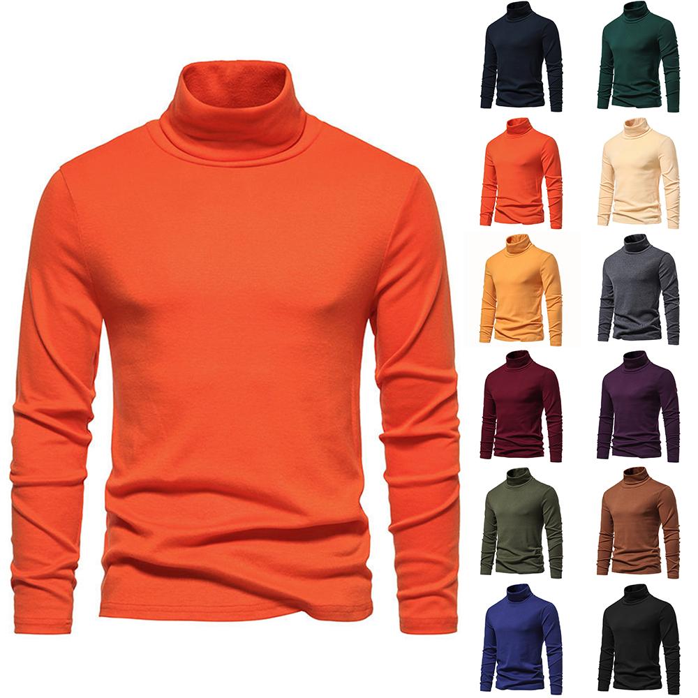 Lapa Heren Roll Turtle Neck Tops T-shirt Tee Winter Warme thermische trui met lange mouwen S zwart