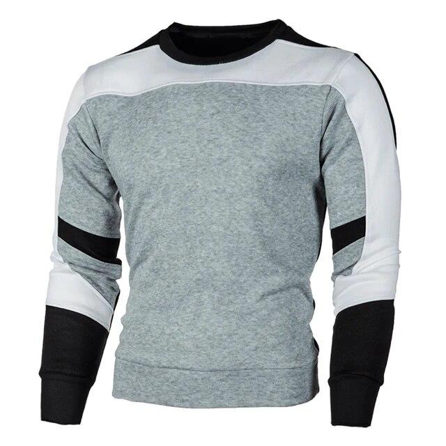 QGOOD Heren Casual Crewneck Sweatshirt Color Block Herfst Lente Pullover Sweatshirts S blauw