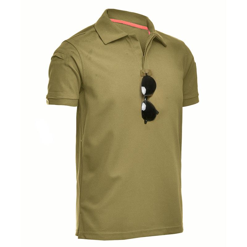 BaoKD Heren sneldrogende geborduurde poloshirts zomer op maat grote militaire kleding tactische effen turn-down leger-T-shirts XXXL zwart