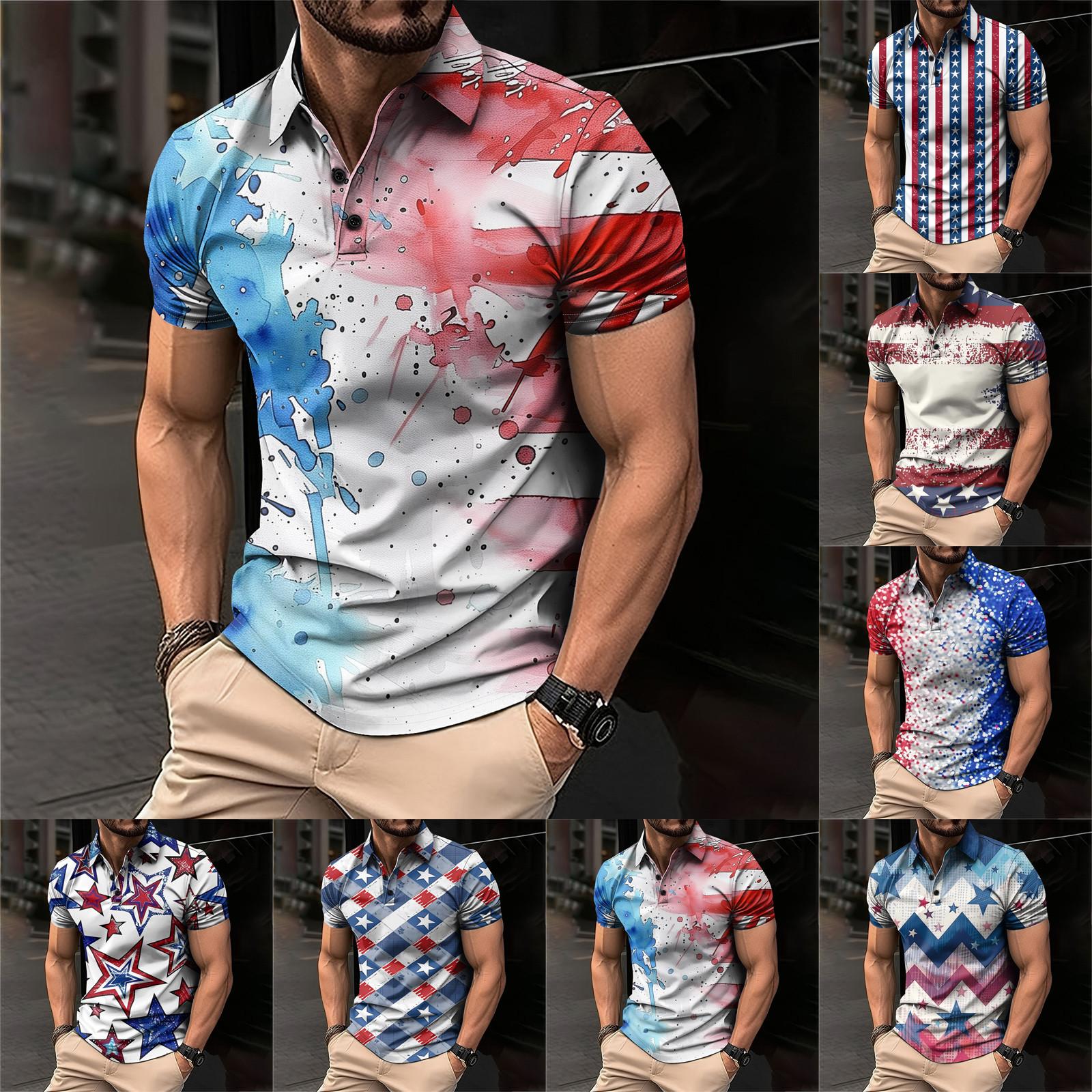 Timoduizhang Golfshirt voor heren Casual Sport V-hals Geribbelde kraag Korte mouw Mode Casual Effen Kleur Effen Lente en zomer Normale pasvorm L blauw