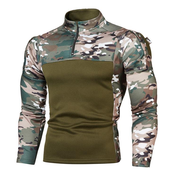 GS Mens Tactische Combat Truien Mannen Militair Uniform Camouflage Ritsen Sweatsuits US Army Kleding Camo Lange Mouw Shirt XS zwart