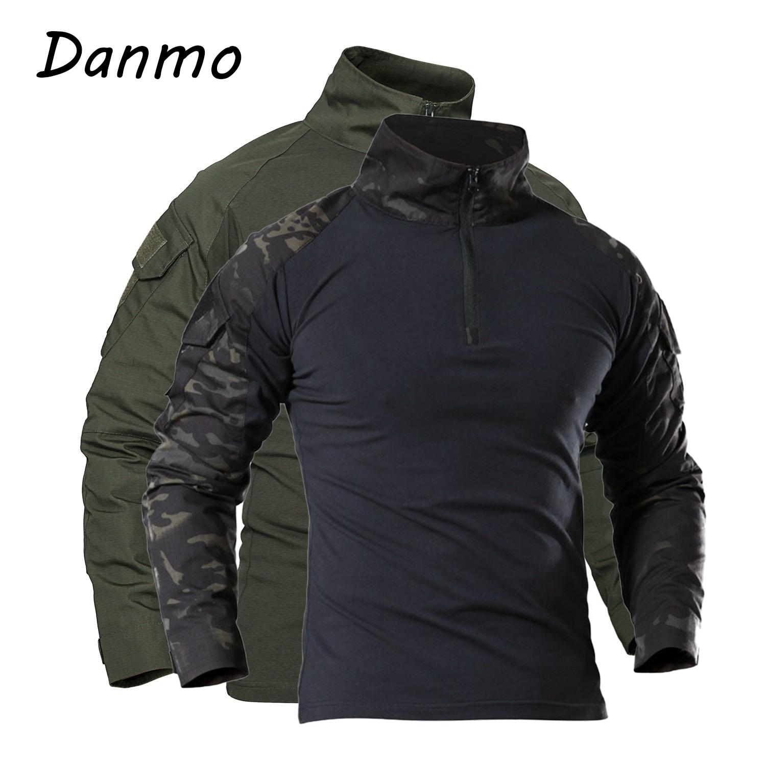 Danmo Outdoor Hiking T-shirts Heren Lange Mouw Jacht Klim Shirt Katoenen Sportkleding XXXL