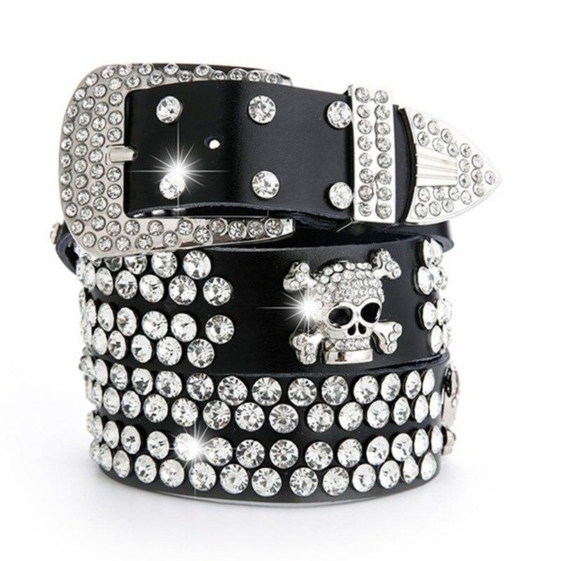 SDS002 Vintage strass schedel riemen voor vrouwen brede gesp riem voor vrouwen hoge kwaliteit koeienhuid riem vrouwelijke jeans tailleband