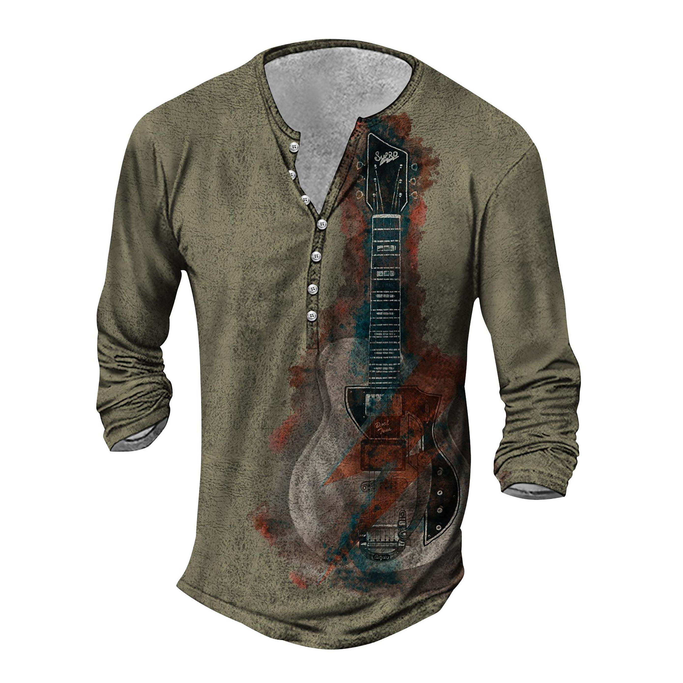 Haojun Mode en casual heren T-shirt met lange mouwen en print S wit