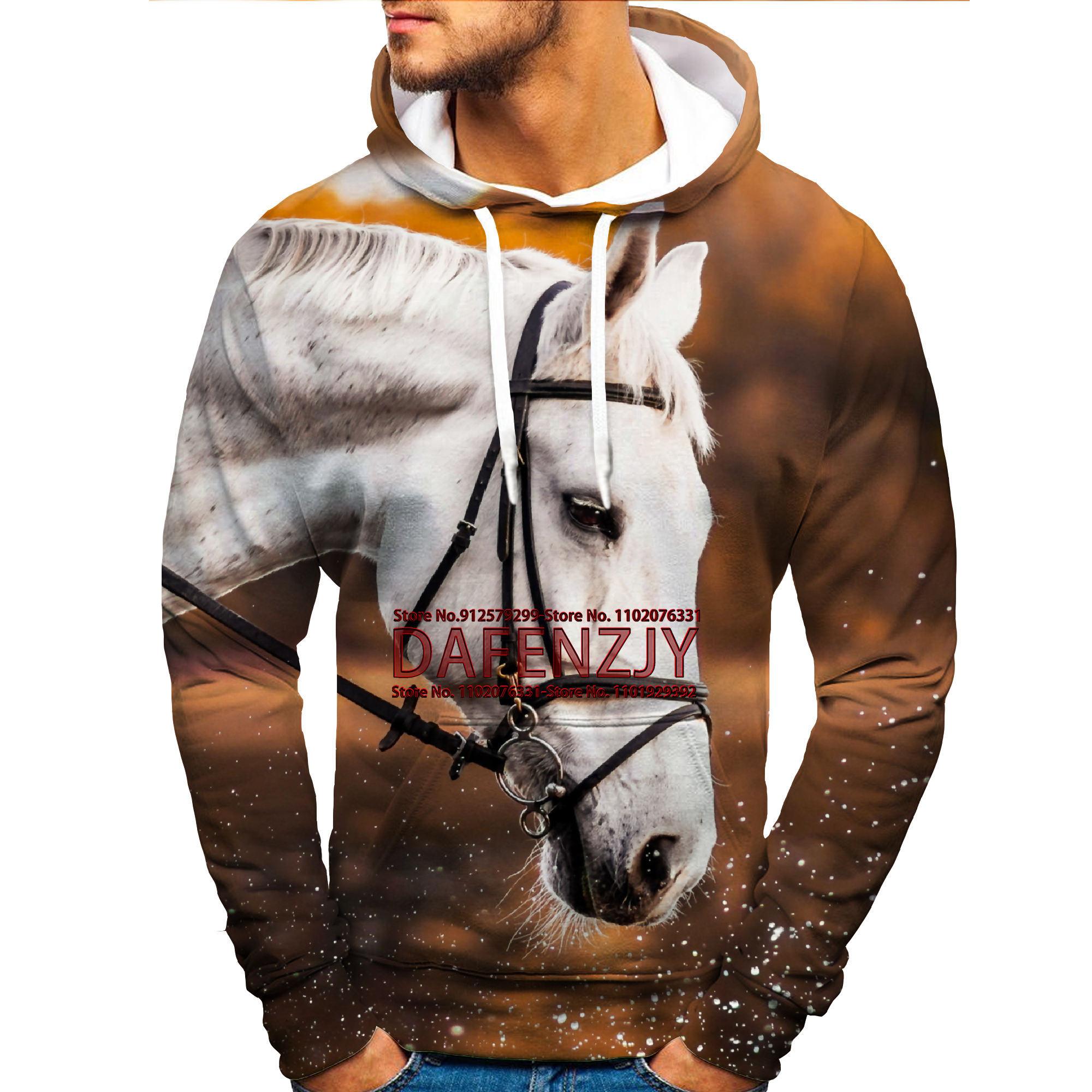 ETST WENDY 05 Wilde paarden die 's nachts rennen 3D-geprinte hoodies Unisex Cool Pullover Animal Graphic Sweatshirt Heren Street Pullover M