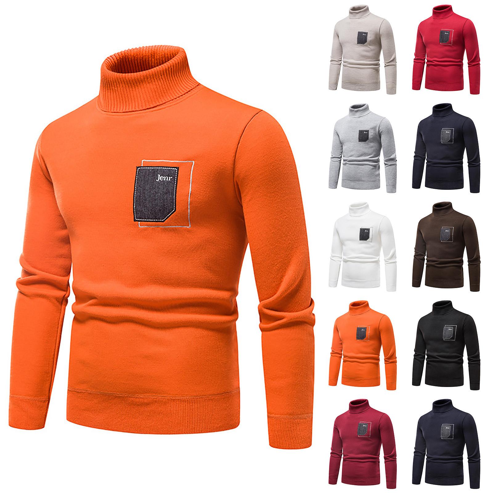 MAITA Clothscenery Herensweater met hoge hals, effen kleur, slanke dieptepuntsweater M rood