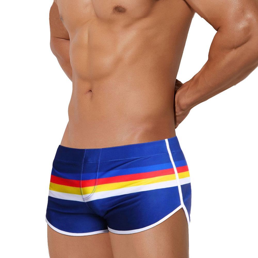 UXH Fashion Mannen zwembroek passen sexy badmode strandkleding bruinen surfen zwarte bloem M oranje