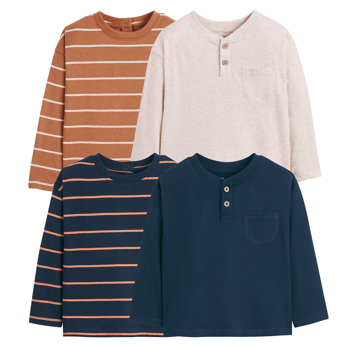 LA REDOUTE COLLECTIONS Set van 4 T-shirts met lange mouwen