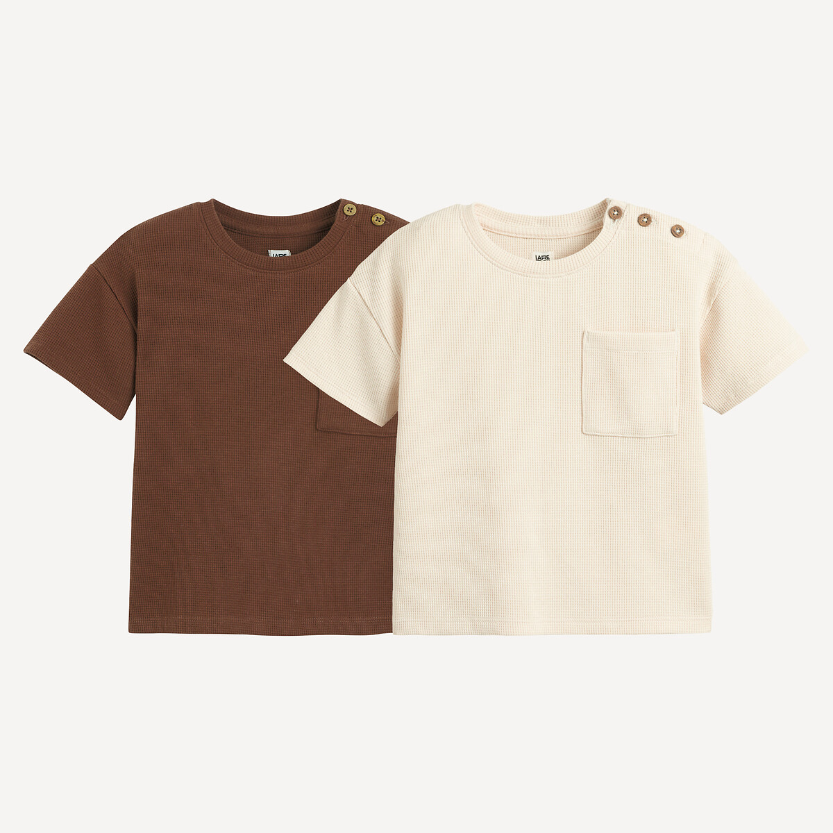 LA REDOUTE COLLECTIONS Set van 2 T-shirts in gewafeld tricot