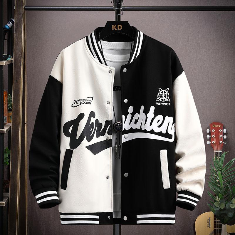 VIYOO Nieuwe honkbaluniform herenmodetrend lente Amerikaanse casual kleding herfst en winter Hong Kong stijl ins herenjack heren XL lichtgroene kleur
