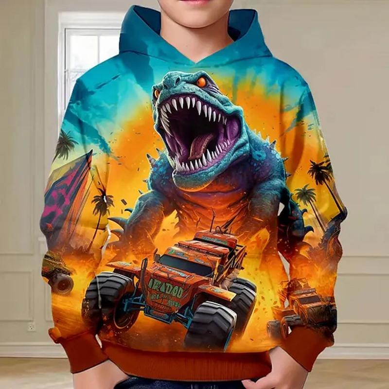 ETST WENDY 012 Lente Herfst Jongens Hoodie Pullover 3D Dinosaurus Print Mode Straat Verblindend Coole Kinderkleding Casual Lange Mouw Hoodies Tops 100CM