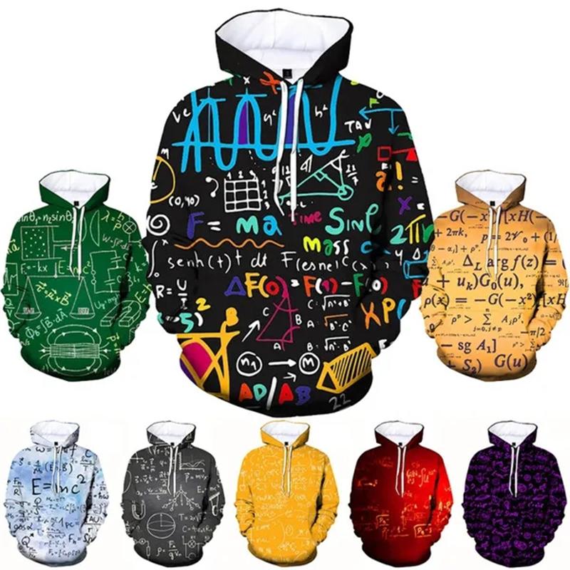 ETST 012 Grappige 3D-hoodies Wiskundige formule Lente Herfst Hoodies Streetwear 3D-shirt Heren Oversized Zachte Hoody Wiskunde-enthousiasteling Kleding S
