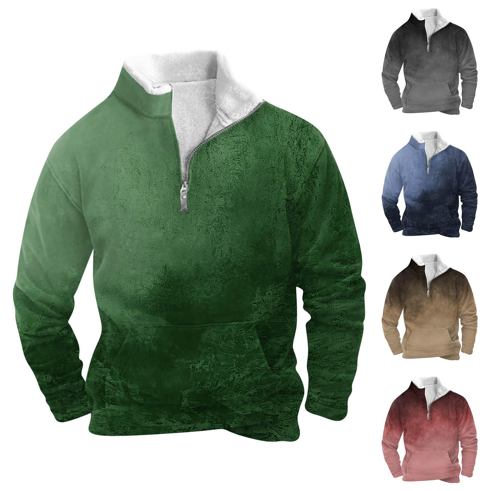 YiGeiWoLiGiaoGiao Lente en herfst herensweatshirt met staande kraag is outdoor casual truien tops XXXL wijn