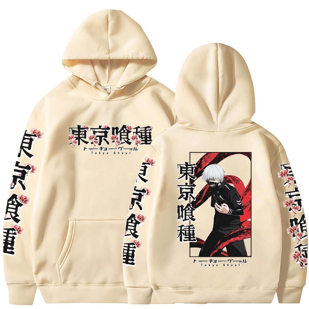 EG76LD Anime Hoodies Tokyo Ghoul Heren Sweatshirts Kaneki Ken Truien Oversized Hip Hop Hoodie Harajuku Herenkleding L zwart