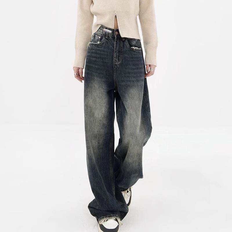 DDU-DU Harajuku Y2K Baggy Jeans Vrouwen Streetwear Retro Mode Herfst Hoge Taille Broek Losse Wijde Pijpen Denim Broeken Vrouwelijk Plus Size XL