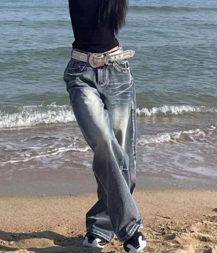 Aura Y2k 2000s Vintage Baggy Jeans Vrouw Harajuku Streetwear Oversized Denim Broek Koreaanse Stijl Gyaru Grunge Hip Hop Broek S