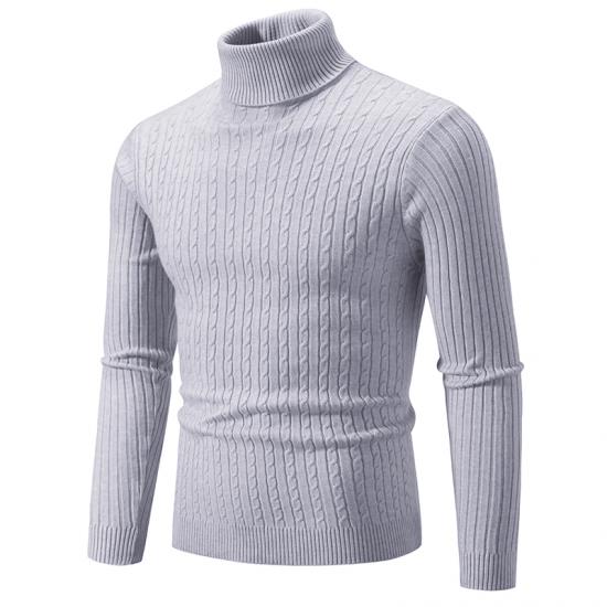 Big Thumb Nieuwe heren hoge hals trui effen kleur trui gebreide warme casual coltrui sweatwear heren winter outdoor tops XXL wit