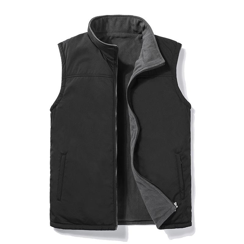 GRK Herfst Winter Fleece Heren Vest Jas Casual Warm Dik Groot Lang Heren Mouwloos Vest Vest Los Vest XXXXXL zwart