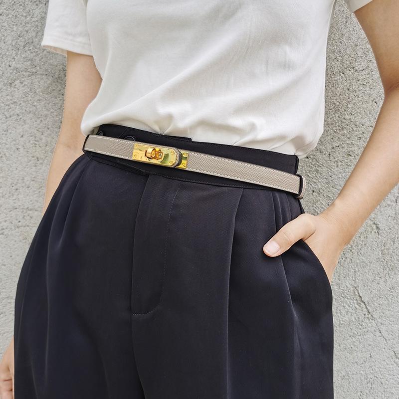 Meimeier Dames H Home Dunne Riem Jurk Broek Decoratieve Slot All-Match Dubbelzijdige Riem Wit