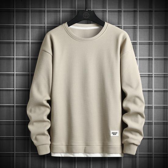 Big Thumb 2024 Heren Effen Kleur Sweatshirt Heren Hip Hop Streetwear Lange Mouw O Hals Truien Heren Sportkleding Mode Casual Sweatshirt Tops L lichtbruin