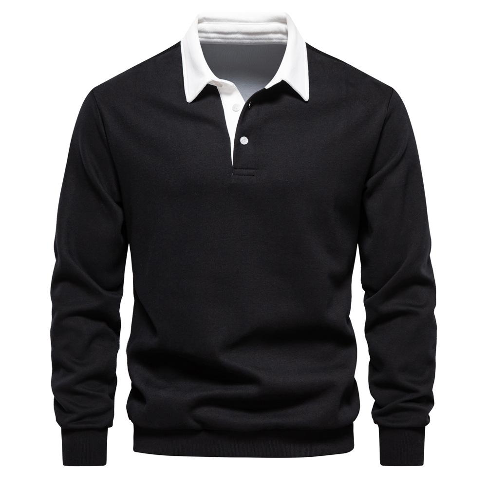 RUOK Herfstmodeontwerp Polo-hals Sweatshirts Heren Casual en sociale kleding Katoenen heren sweatshirts S blauw