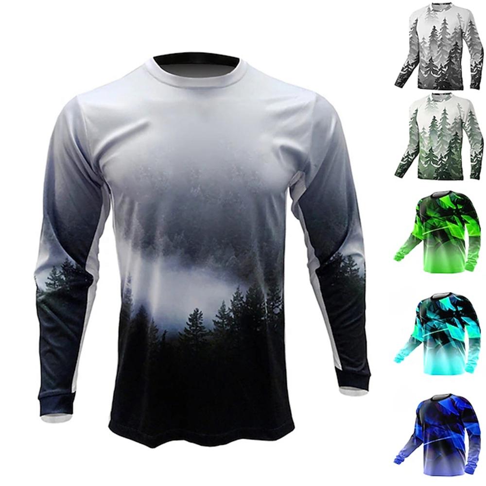 ETST 03 Herenshirt Uv-bescherming Outdoor Ride Oneck Top, natuurlijke landschap T-shirts Heren lange mouwen Hoge kwaliteit Go Fishing Shirt S