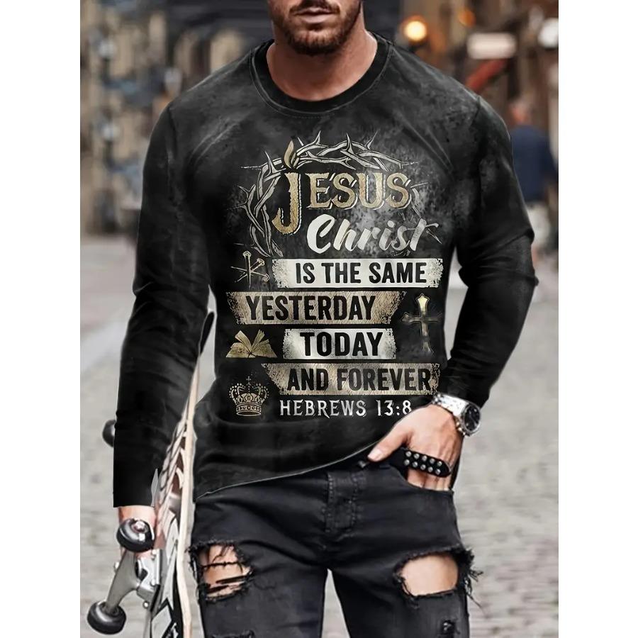 WowClassic Religieuze grafische sweatshirt - zacht, losse pasvorm, ronde hals, trendy trui voor heren - herfst-winterkleding, christelijk geloof comfortabele casual kleding S