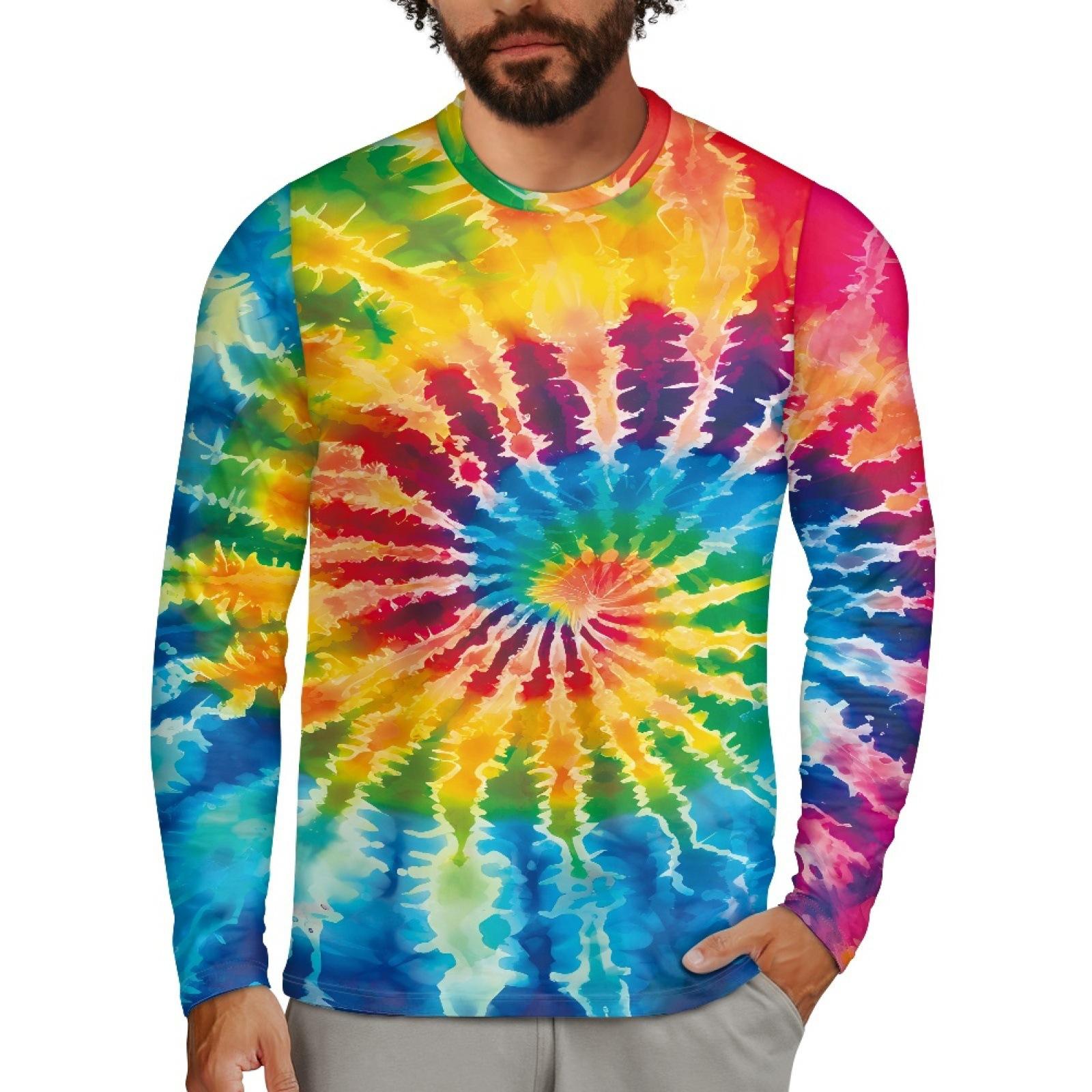 ETST 03 Kleurrijke Tie Dye 3D Print T-shirts Heren Dames Ronde Hals Lange Mouw T-shirt Streetwear Harajuku Truien T-shirts Tops Kinderkleding S