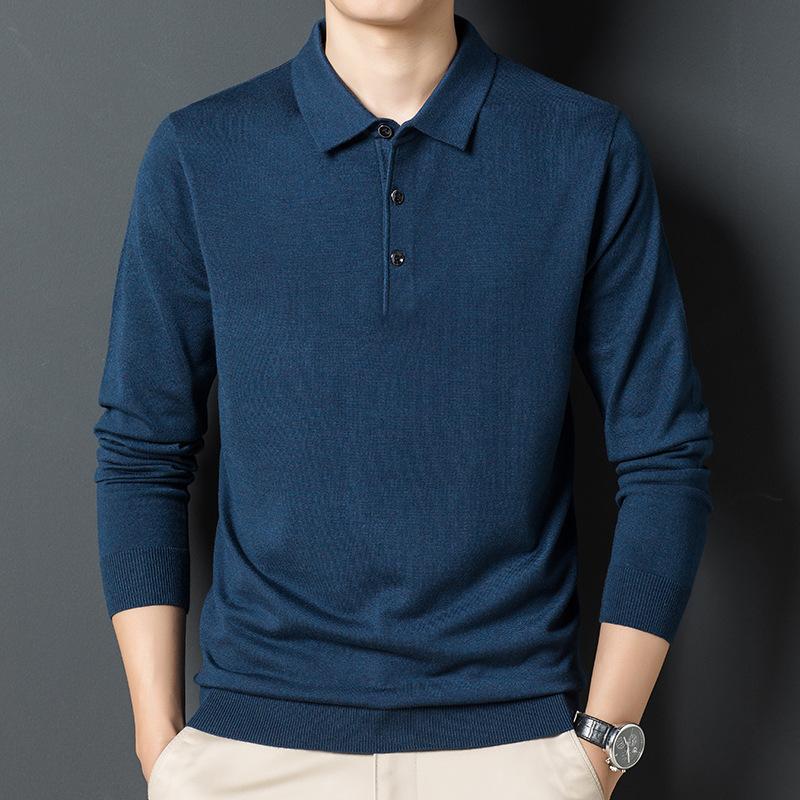 CHIC STUDIO Lente Nieuwe Heren Lange Mouw Trui Casual Koreaanse Stijl Heren Effen Kleur Revers Trui voor Heren M