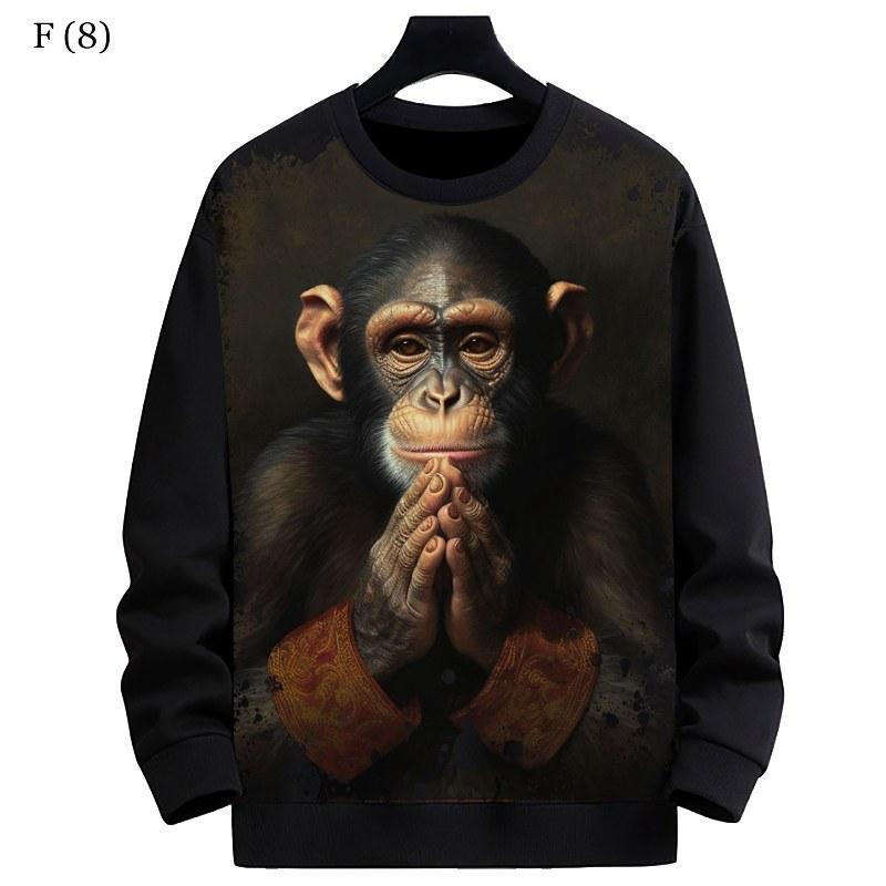 ForYourBeauty Ronde hals Gorilla Monkey patroon Hoodie Heren 3D Digitaal Bedrukt Lange mouwen Trui Casual Sportkleding Sweatshirt Kleding S