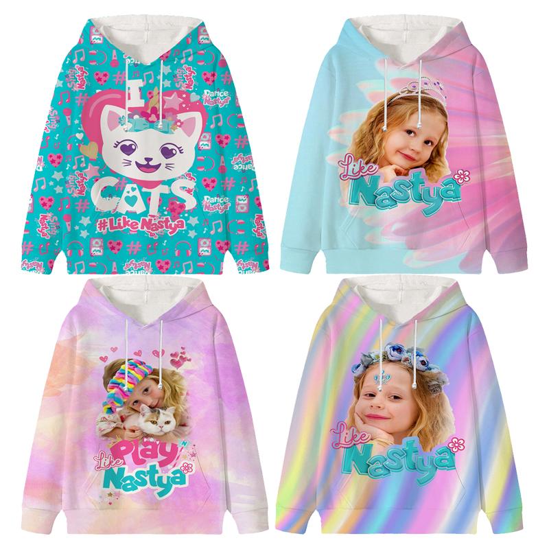 Lynnette Zoals Nastya Hoodies Winter Meisjes Tops Lente/Herfst Lange Mouw Unisex Sweatshirts Harajuku Sudaderas Kinderen 100 wit