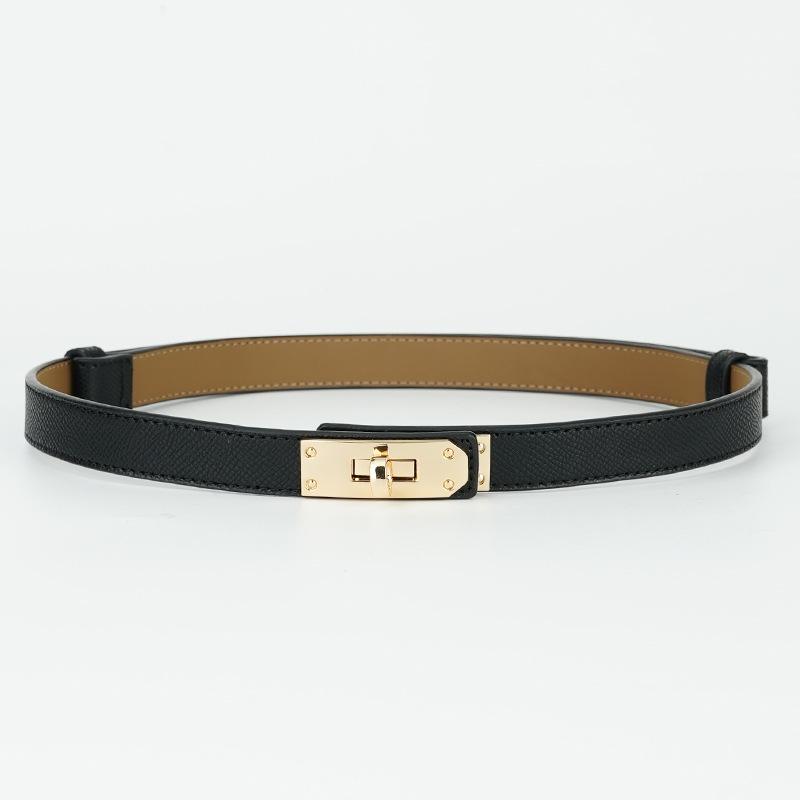 Meimeier Echte leren riem voor dames, een paar gespen, dunne riem van koeienhuid, bijpassende rok met modieuze jurkversiering, damesbroekriem 105cm