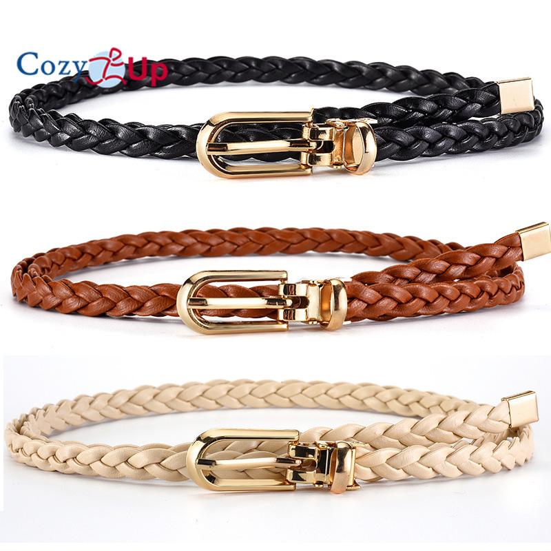 Cozy Up Accessories Dames geknoopte decoratieve gevlochten riem snoepkleur kleine riem eenvoudige persoonlijkheid gesp riem 110*0.8cm zwart
