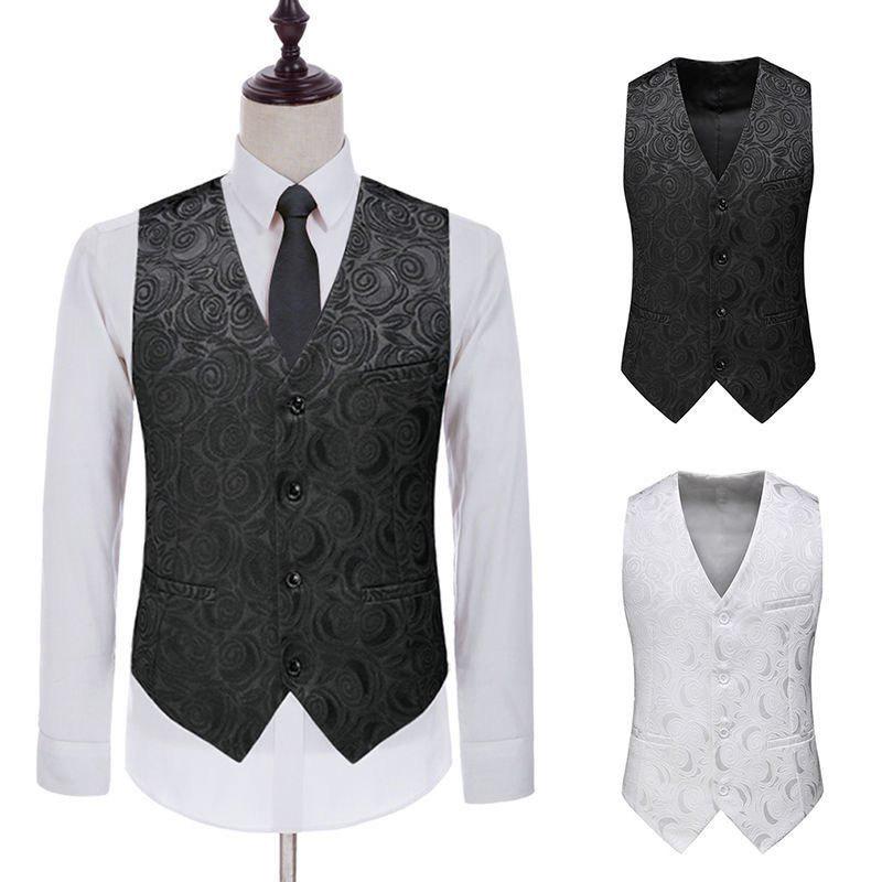 Get one Heren Herfst/Winter Slim Fit Gilet, Zwart/Wit Casual, Grote Maat, Hol Design M zwart