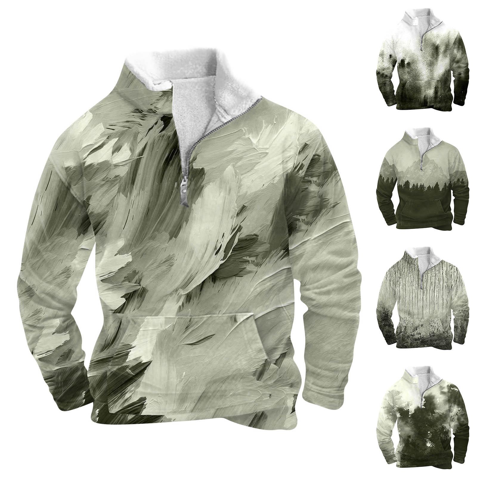 YiGeiWoLiGiaoGiao Lente en herfst herensweatshirt met staande kraag is outdoor casual truien tops XXXXXL groen