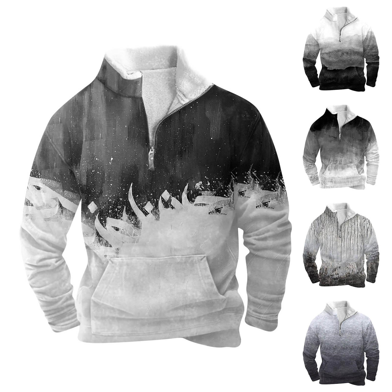 YiGeiWoLiGiaoGiao Lente en herfst herensweatshirt met staande kraag is outdoor casual truien tops XXXL zwart