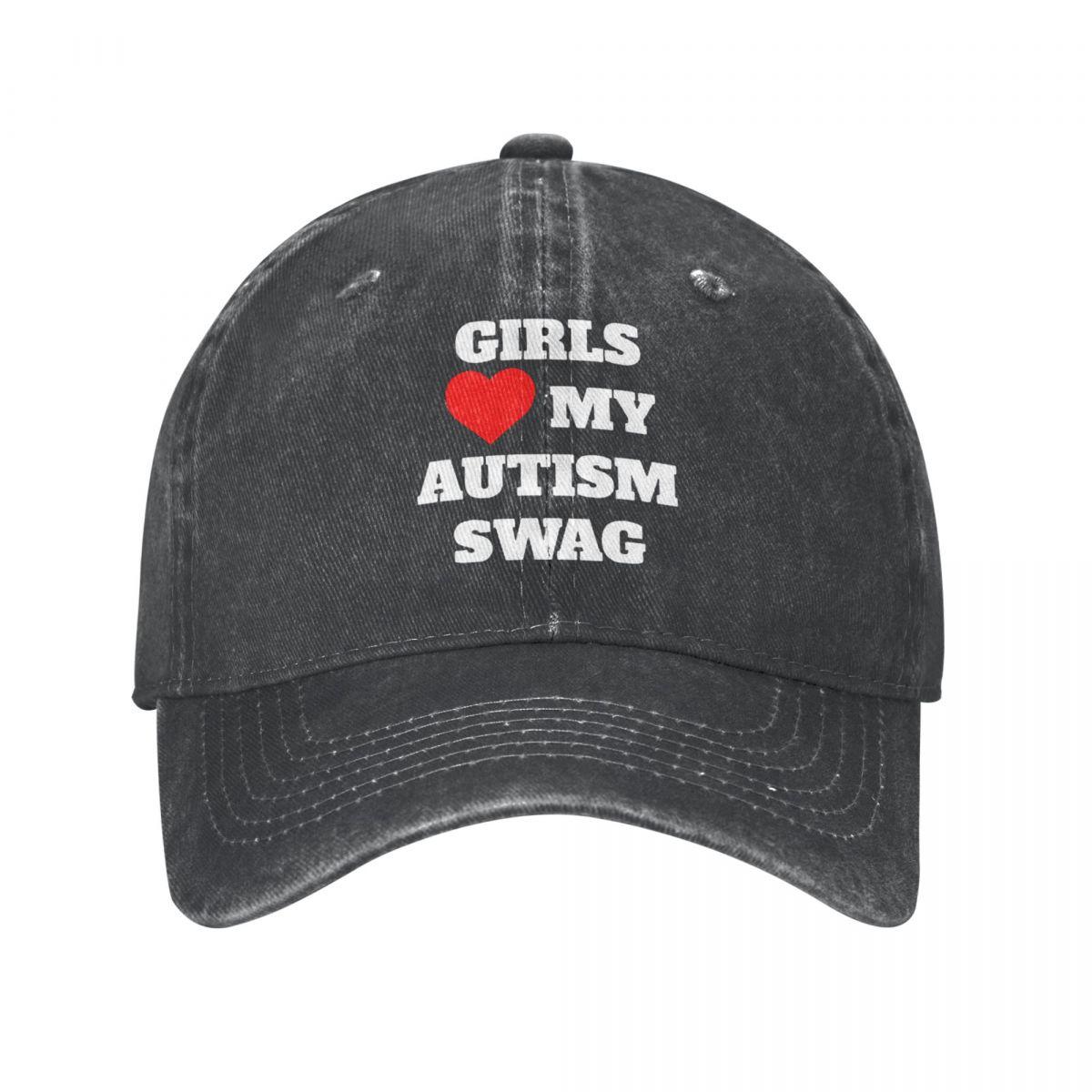 91421224MABN1UXM5T Meisjes Hart Mijn Autisme Swag Baseball Caps Vintage Versleten Denim Gewassen Snapback Hoed Buitenactiviteiten Verstelbare Caps Hoed One Size