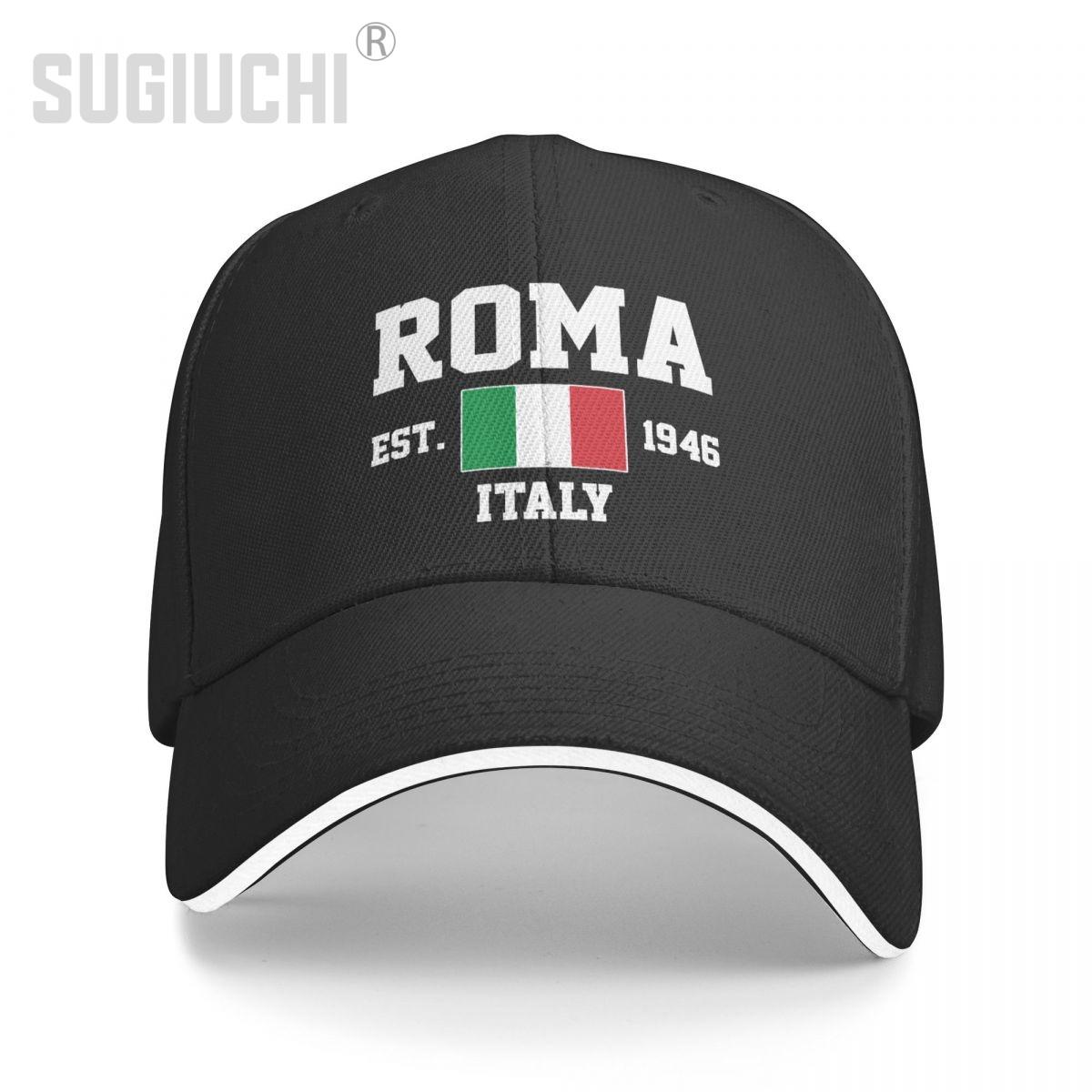 91530103MABXANBX49 Baseball Cap Italië EST.1946 Roma Capital Unisex WoUnisex Unisex Hip Hop Sandwich Caps Snapback Golf Hat Vissen One Size