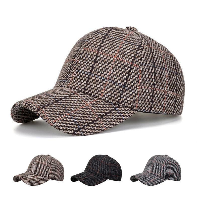 ONIHUA Vrouwen Herfst Winter Plaid Cap Baseball Cap Mannen Zonnehoed Paardenstaart Panama Cap Vizier Hoeden Snapback Hoed grijs