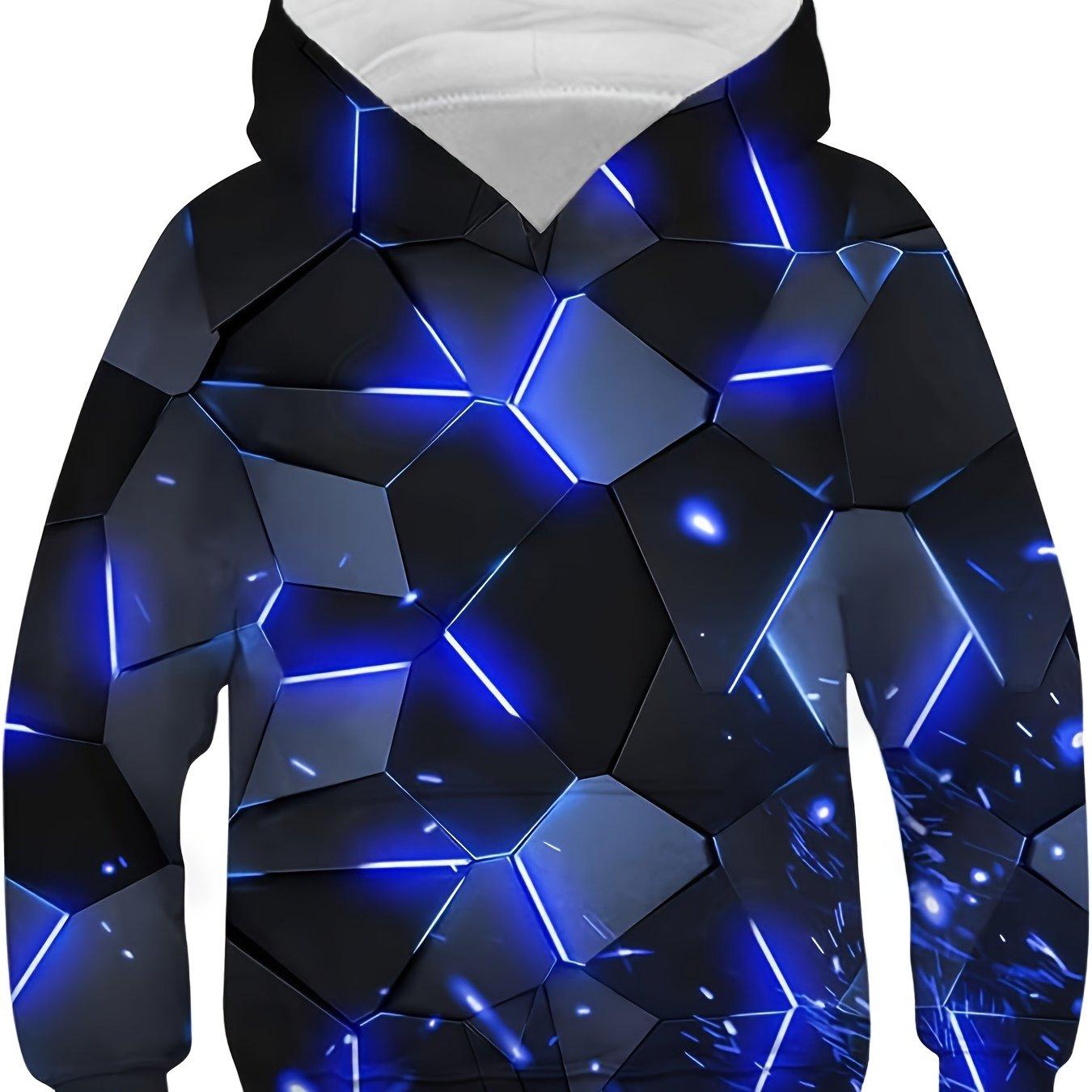 ETST 005 Vlam Crack 3D Print Jongens Casual Pullover Lange Mouw Hoodies, Jongens Sweatshirt Voor Lente Herfst, Kinderen Hoodie Tops Buiten 100