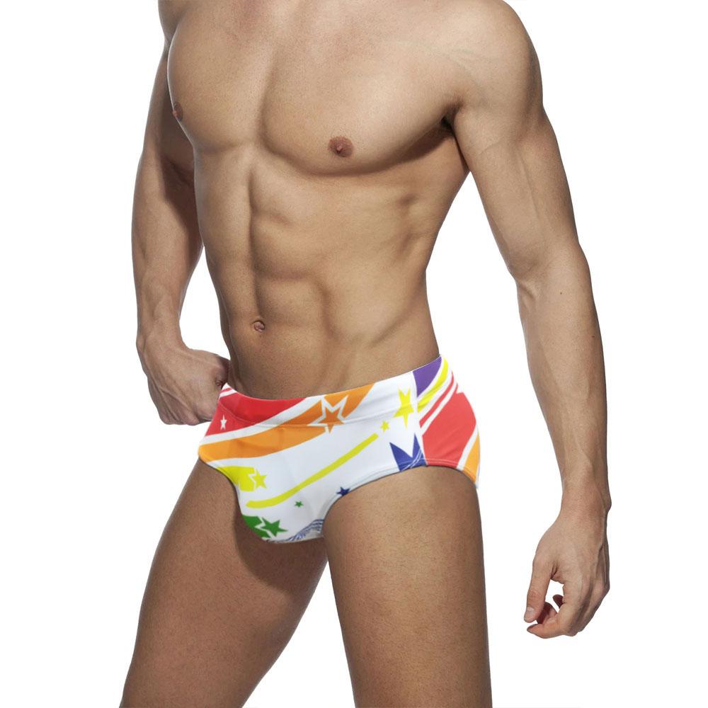 UXH Fashion Herenmode Pride Day-zwemslip Lage taille Grote maat Zomerstrandkleding M wit