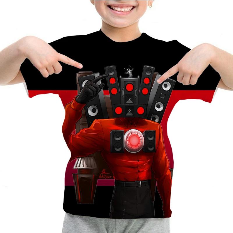 HerSight Grappig Skibidi Toilet T-shirt Casual Kids Top met korte mouwen Dagelijks Casual Comfortabel Zomer Ronde Hals T-shirt 170