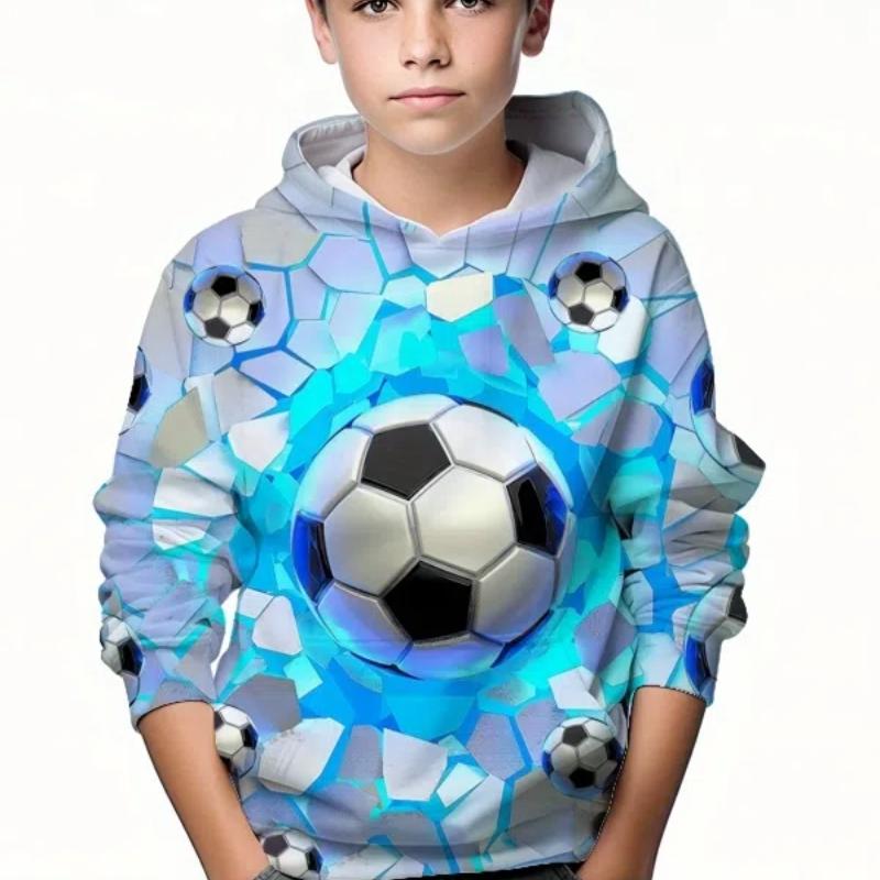 ETST WENDY 012 Kindermode Voetbal 3D Geprint Jongens Casual Capuchon Pullover Lange Mouw Sweatshirt Voor Lente Herfst Kinderen Hoodie Tops Kleding 100CM