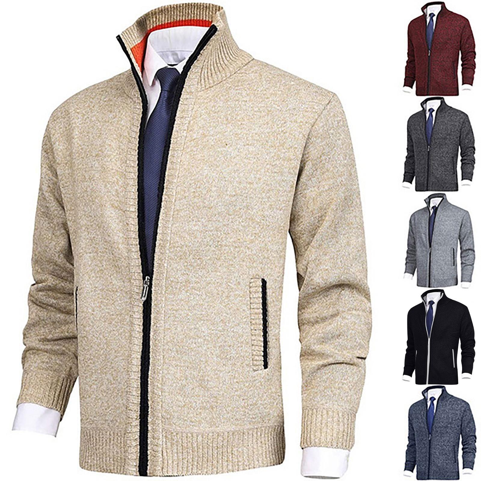 Jiangnan E Herfst- en winter herenmode los vest warme jas trui opstaande kraag gebreide jas M rood