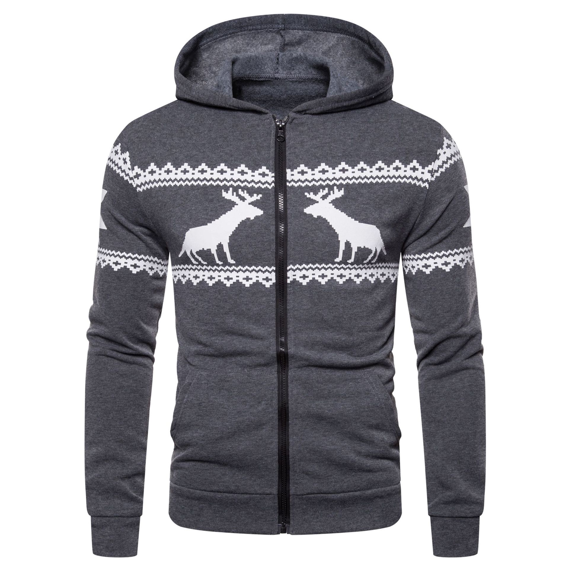 HerSight Herfst Winter Heren Kerst Rits Jas Plus Size Hoodie Outdoor Rits Cardigan Jas Sportkleding Sweatshirt S